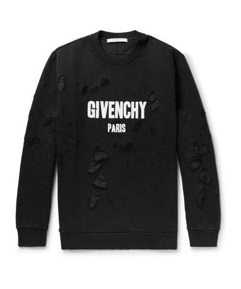 givenchy cuban-fit distressed printed cotton-jersey sweatshirt|givenchy clothing.